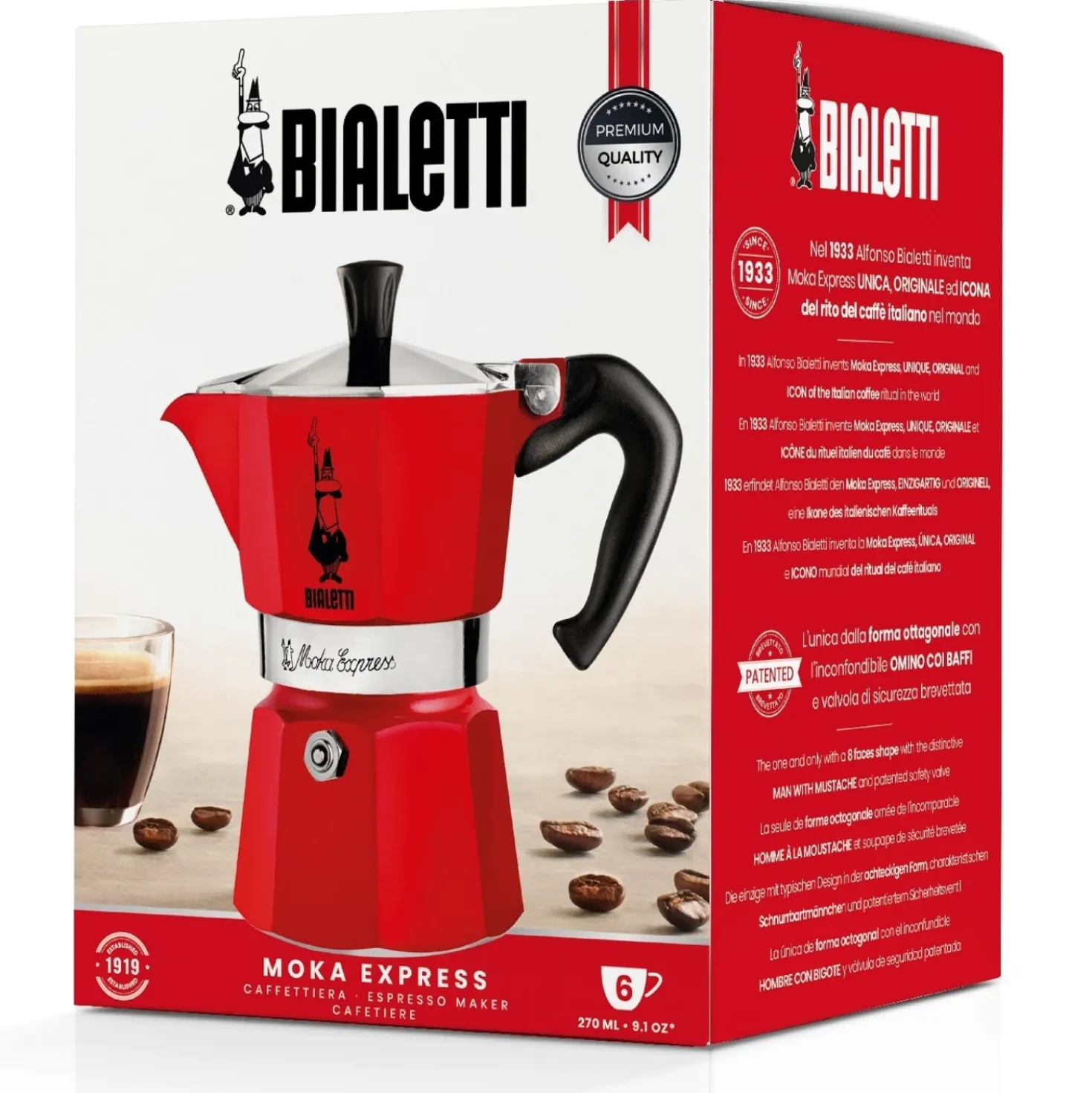 Bialetti Moka Color Rood 6 kops