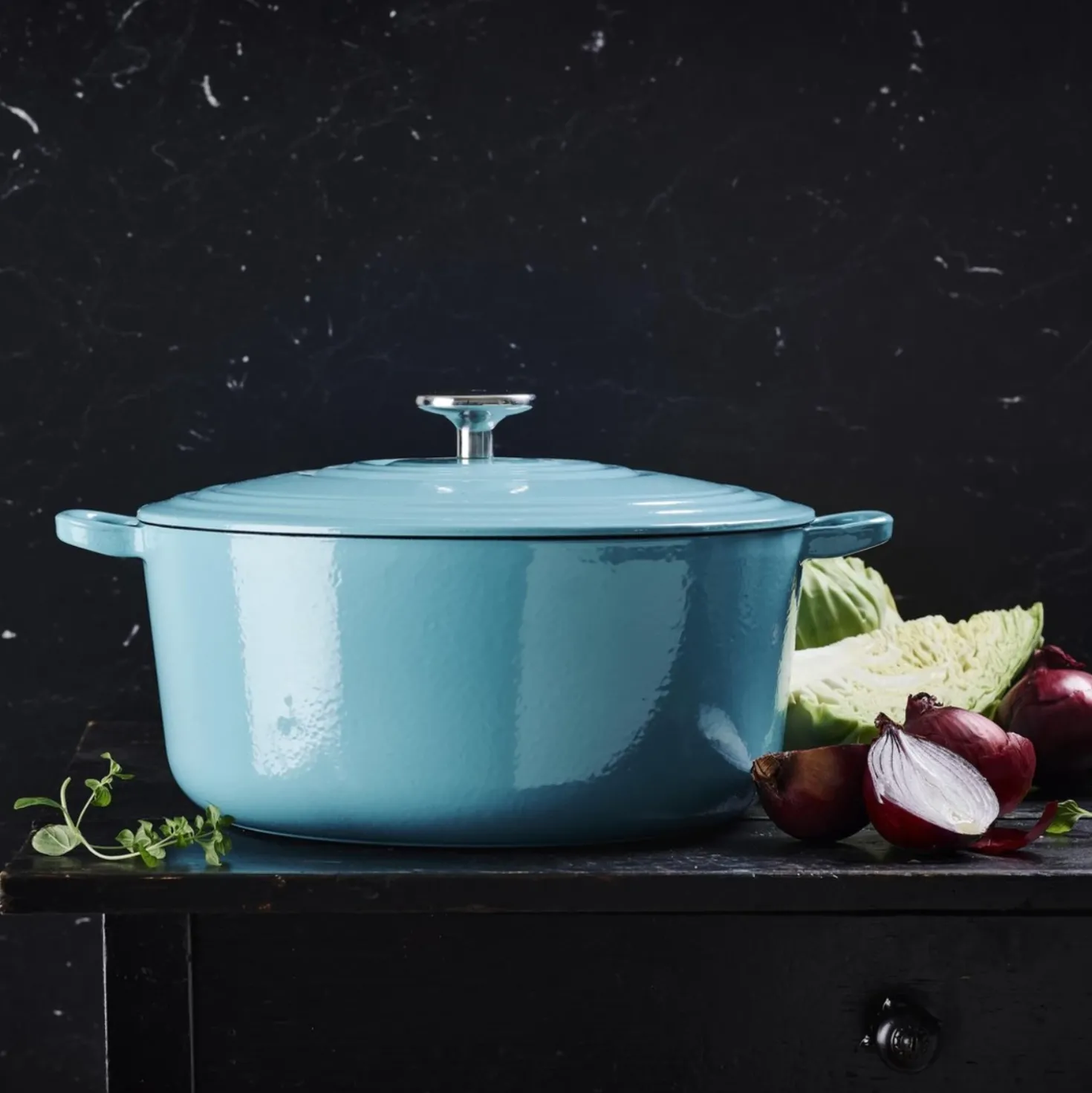 BK Bourgogne Gietijzeren Braadpan Ocean Blue 28 cm