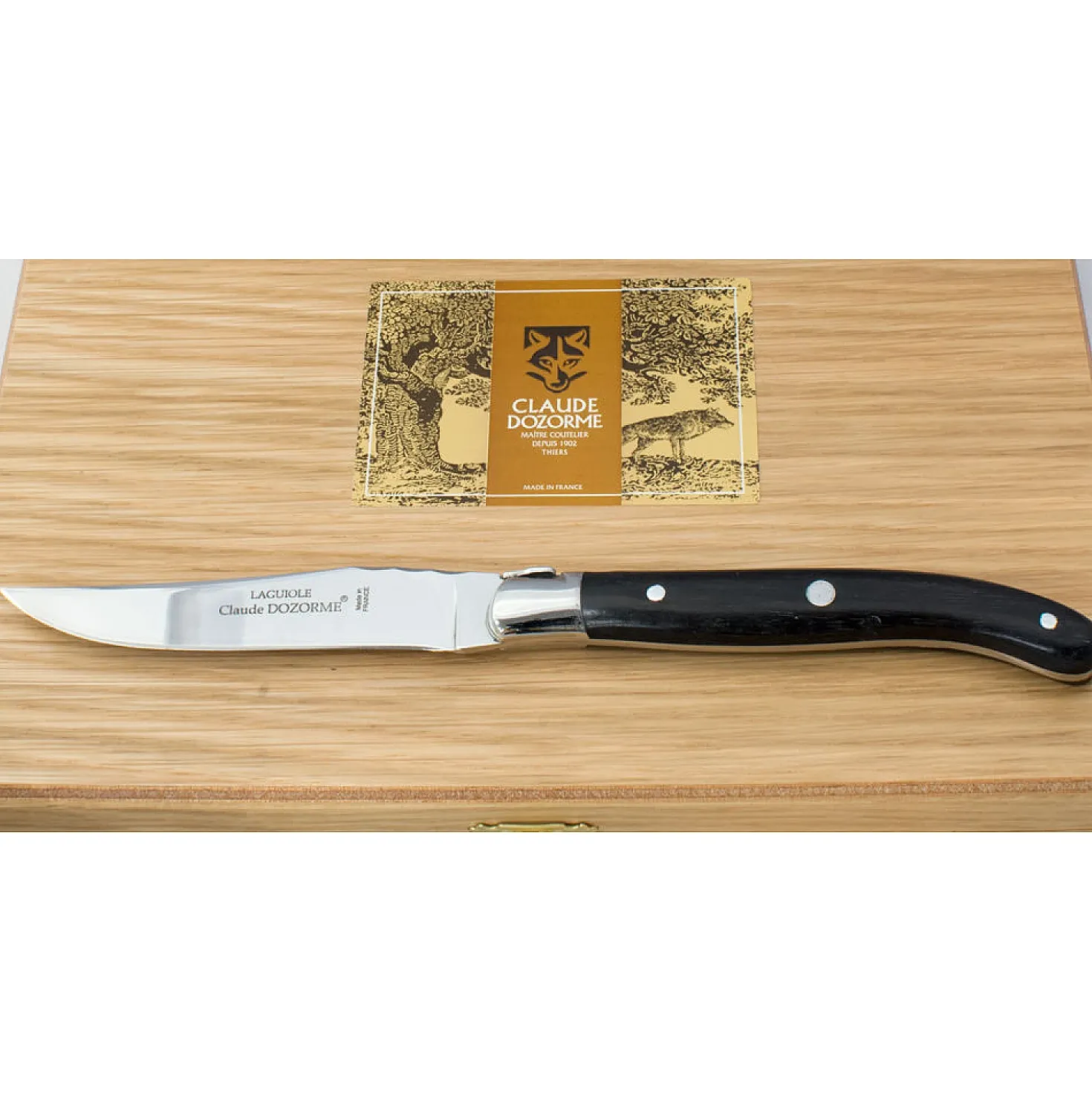 Claude Dozorme Laguiole Steakmessen Zwart Hout
