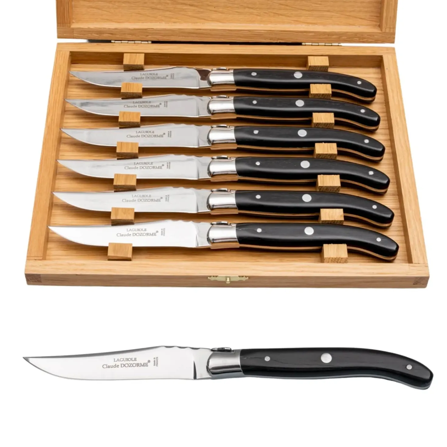 Claude Dozorme Laguiole Steakmessen Zwart Hoorn
