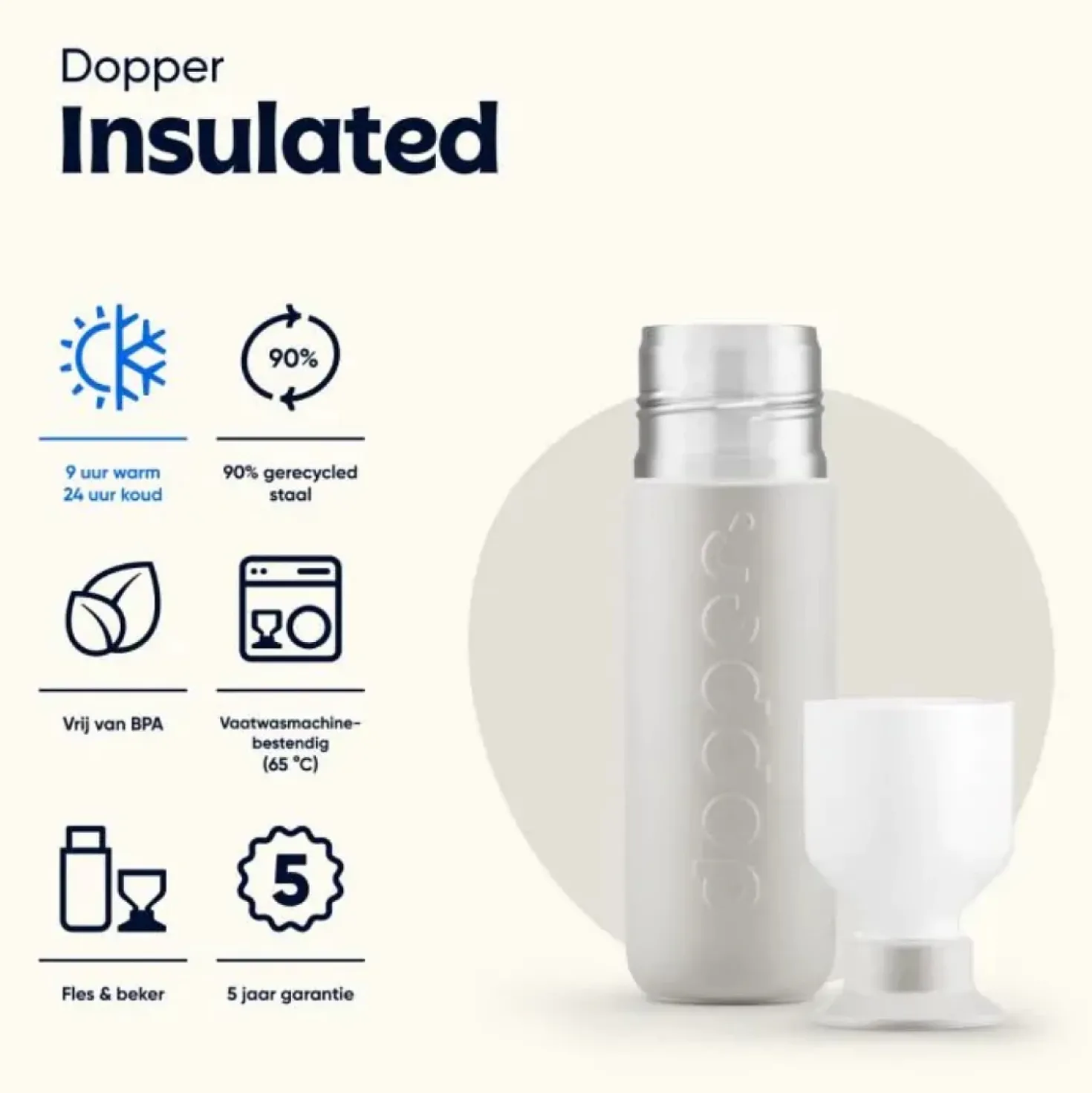 Dopper Isoleerfles Gentle Grey 580 ml