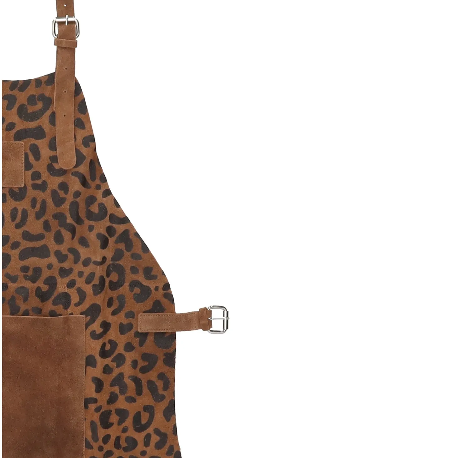 Dugros Lederen Schort Met Luipaardprint Cognac