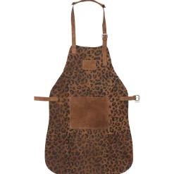 Dugros Lederen Schort Met Luipaardprint Cognac