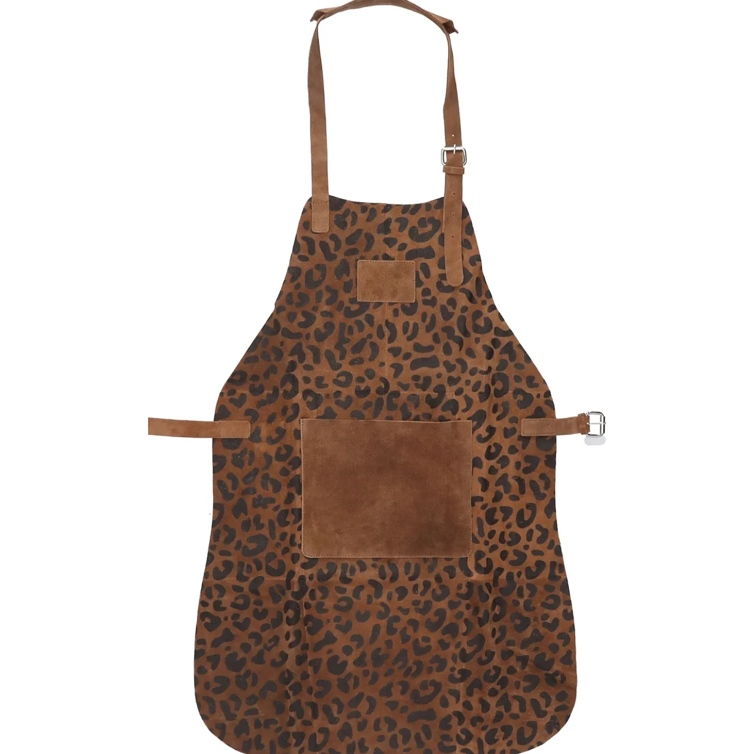 Dugros Lederen Schort Met Luipaardprint Cognac