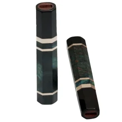 Handvat Blauw/Groen hout met Buffelhoorn 135 mm