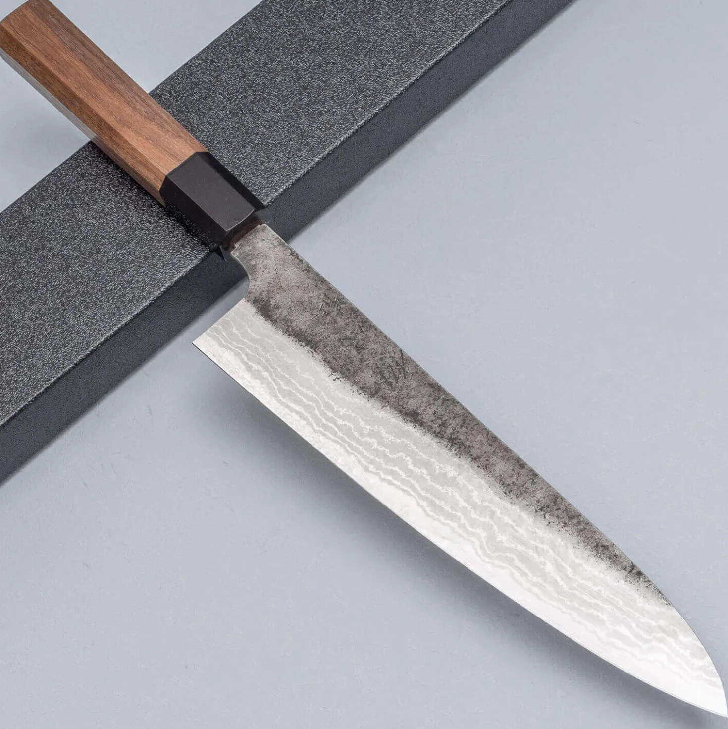 Hatsukokoro Aogami #2 Damascus Kurouchi Gyuto 21 cm
