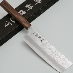 Hatsukokoro Ginrei Ginsan Bubinga Nakiri 17 cm