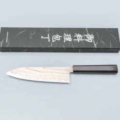 Hatsukokoro Hayabusa Aogami #2 Rainbow Damast Santoku