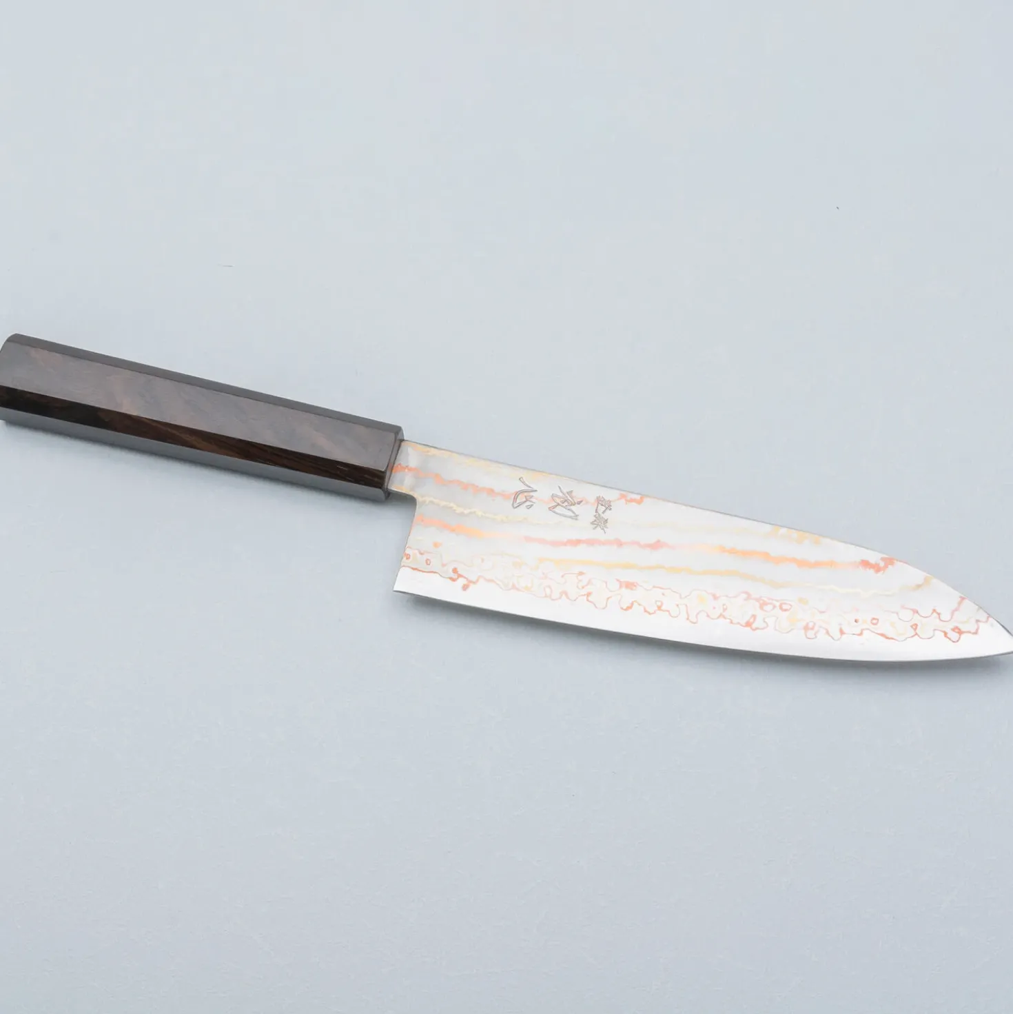 Hatsukokoro Hayabusa Aogami #2 Rainbow Damast Santoku