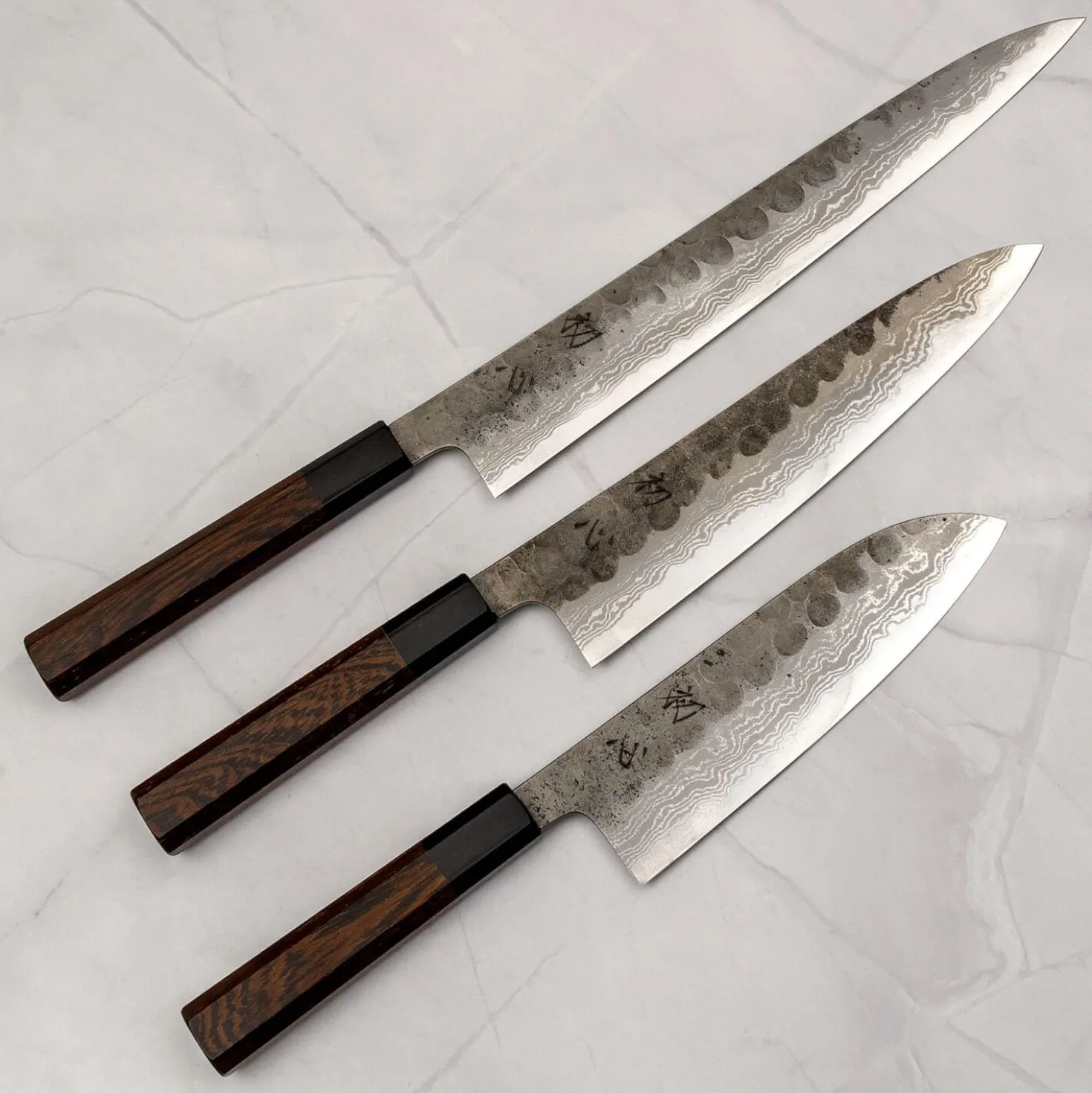 Hatsukokoro Inazuma Aogami Damascus Super Petty 15 cm