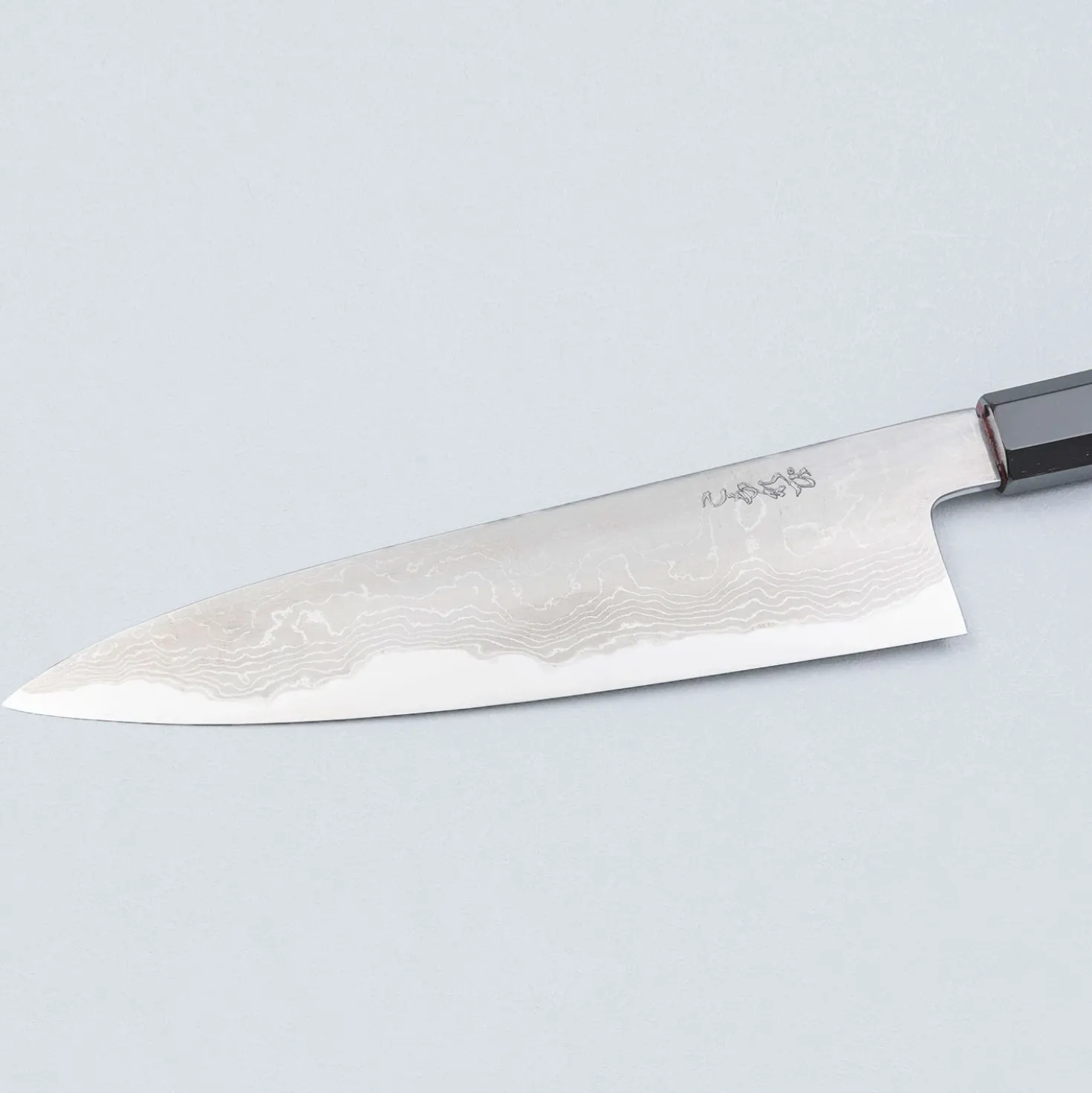 Hatsukokoro Komorebi Aogami 1 Damast Ebony Gyuto 21 cm