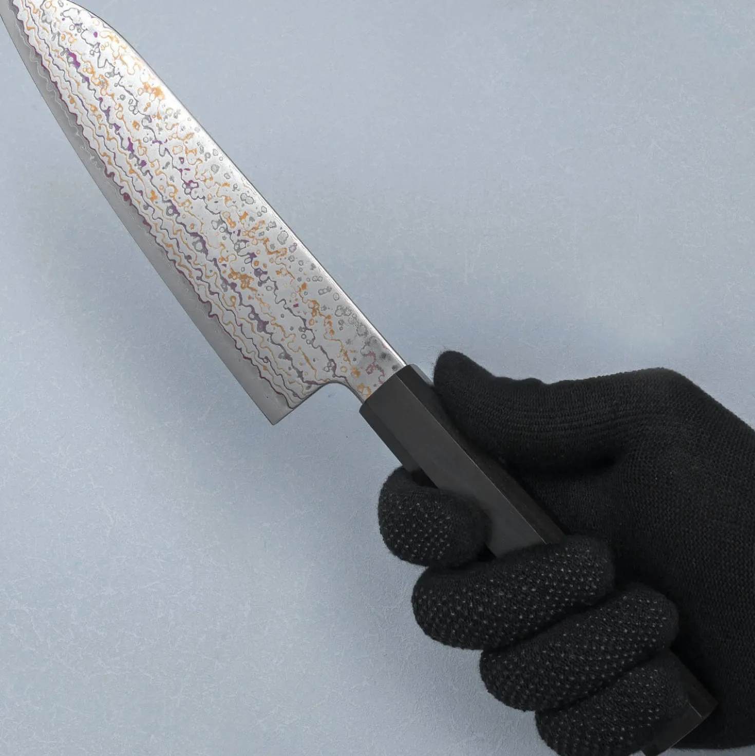 Hatsukokoro Kujaku V-Toku 2 Rainbow Damast Santoku