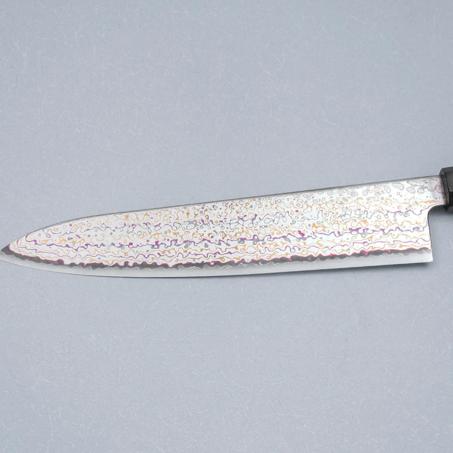 Hatsukokoro Kujaku V-Toku 2 Rainbow Damast Gyuto 24 cm