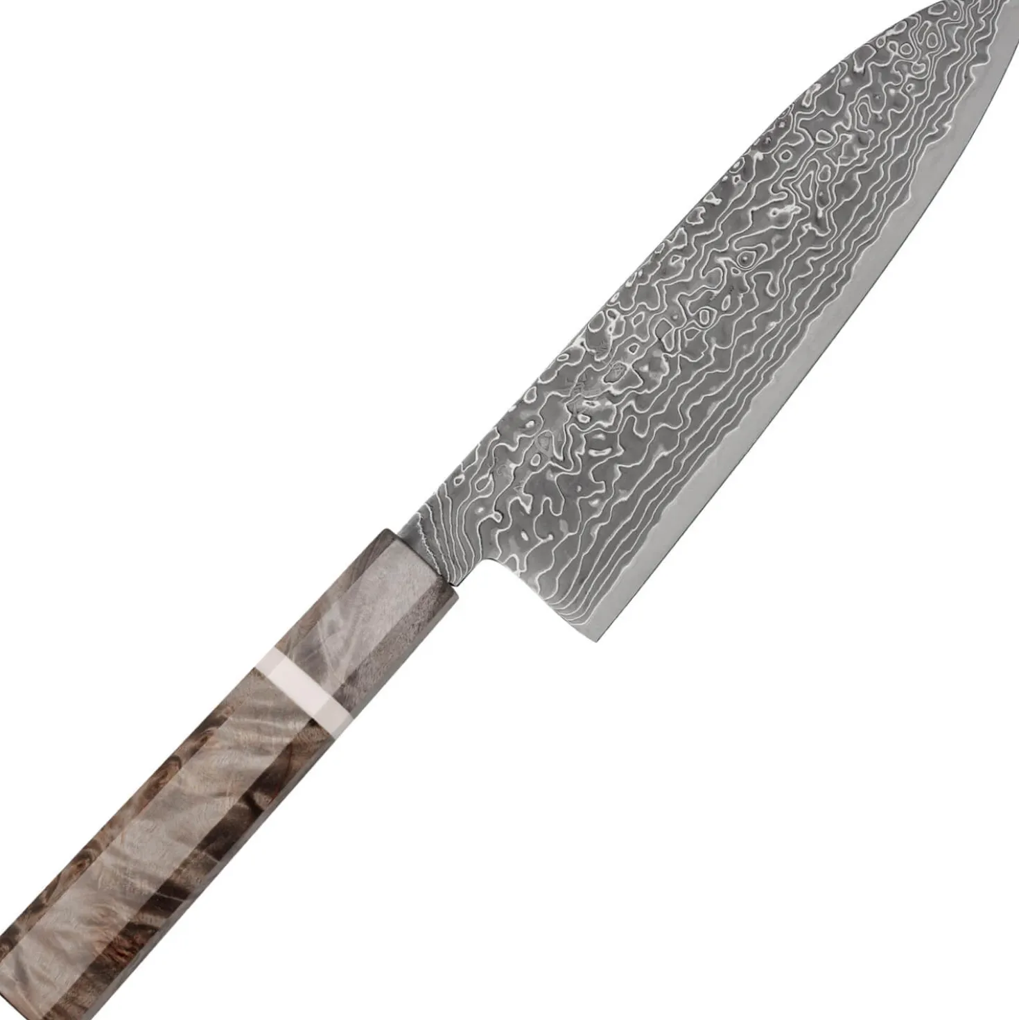 Hatsukokoro Ryuhyo Kurozome SG2 Damast Birch Santoku 18 cm