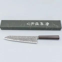Hatsukokoro Ryuhyo Kurozome SG2 Damast Kiritsuke Gyuto 24 cm