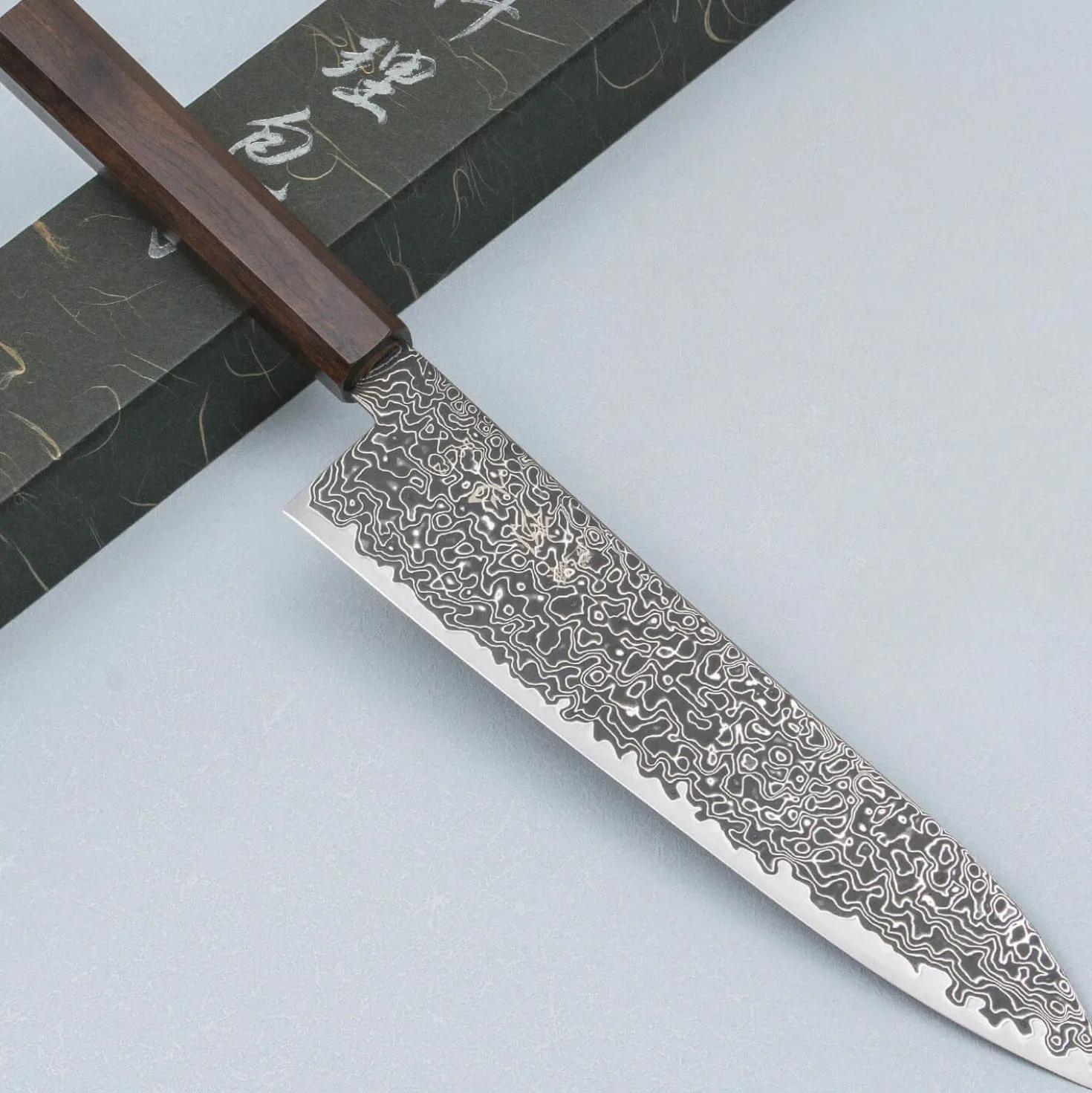 Hatsukokoro Ryuhyo Kurozome SG2 Damast Gyuto 21 cm
