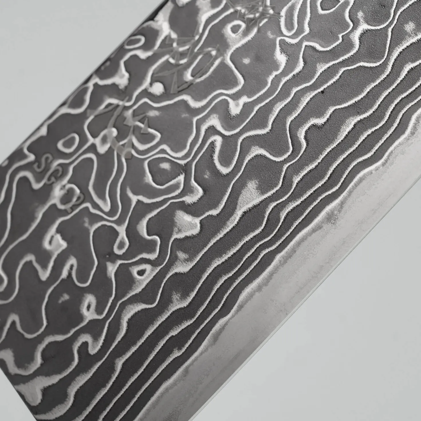 Hatsukokoro Ryuhyo Kurozome SG2 Damast Curved Ebony Santoku 17.5 cm