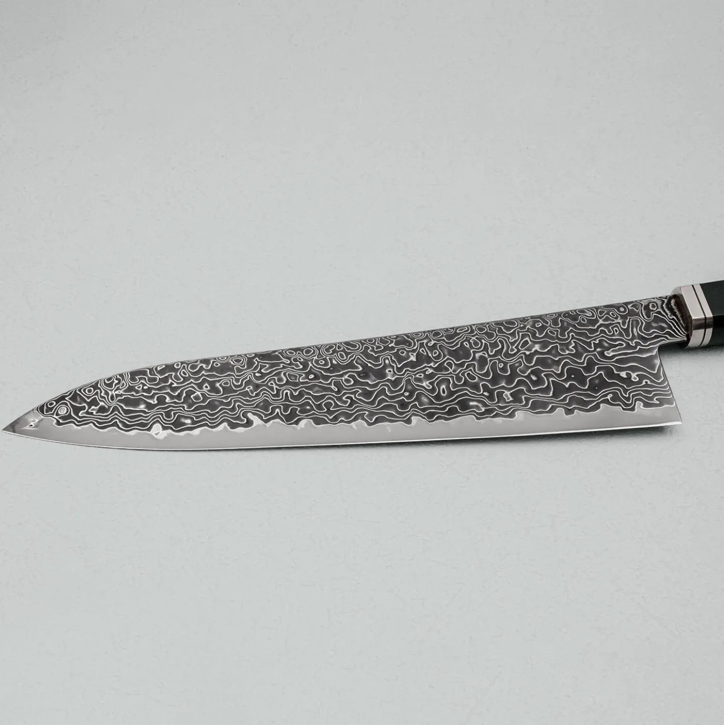 Hatsukokoro Ryuhyo Kurozome SG2 Damast Curved Ebony Gyuto 21 cm