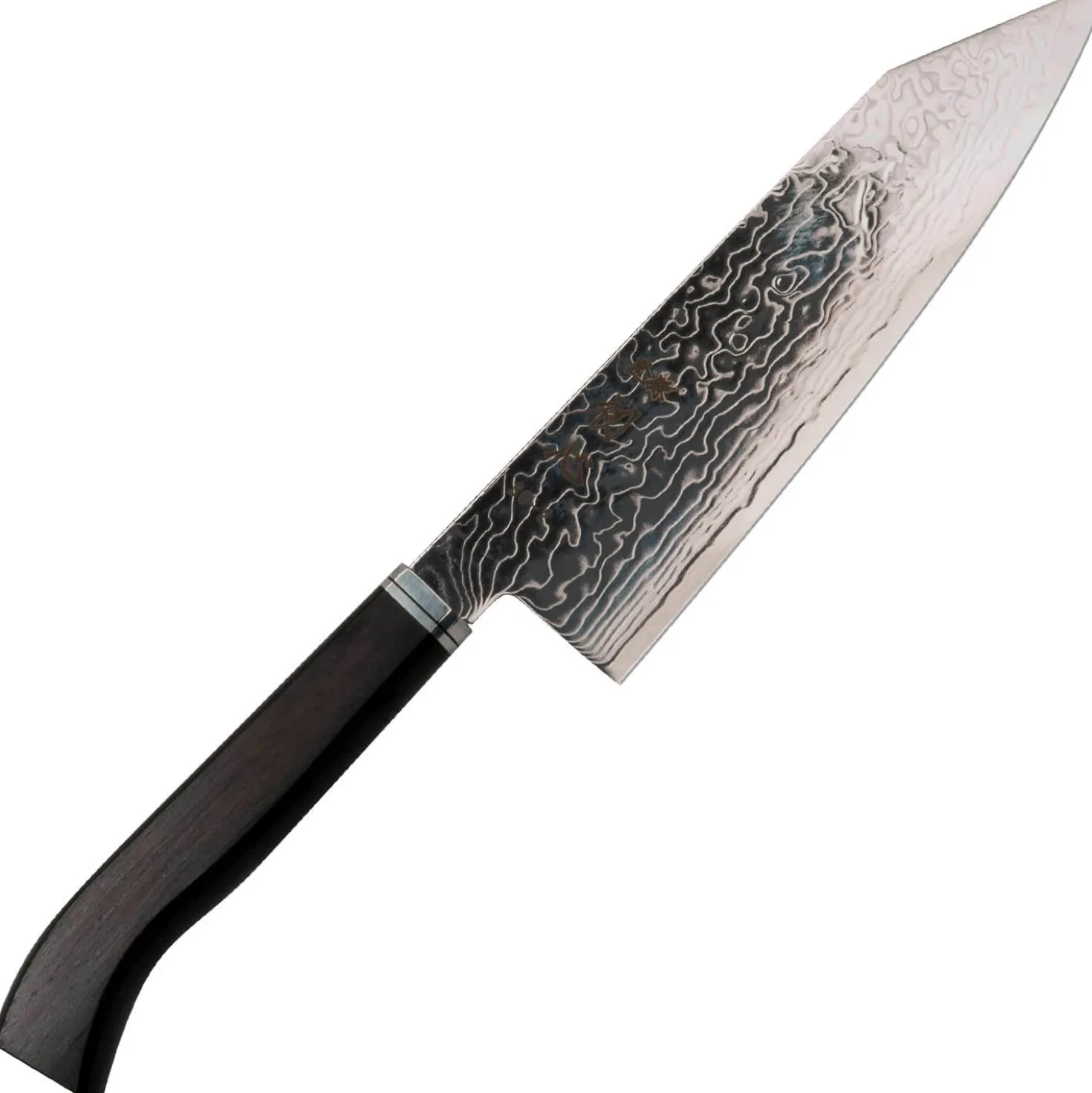 Hatsukokoro Ryuhyo Kurozome SG2 Damast Curved Ebony Bunka 18 cm