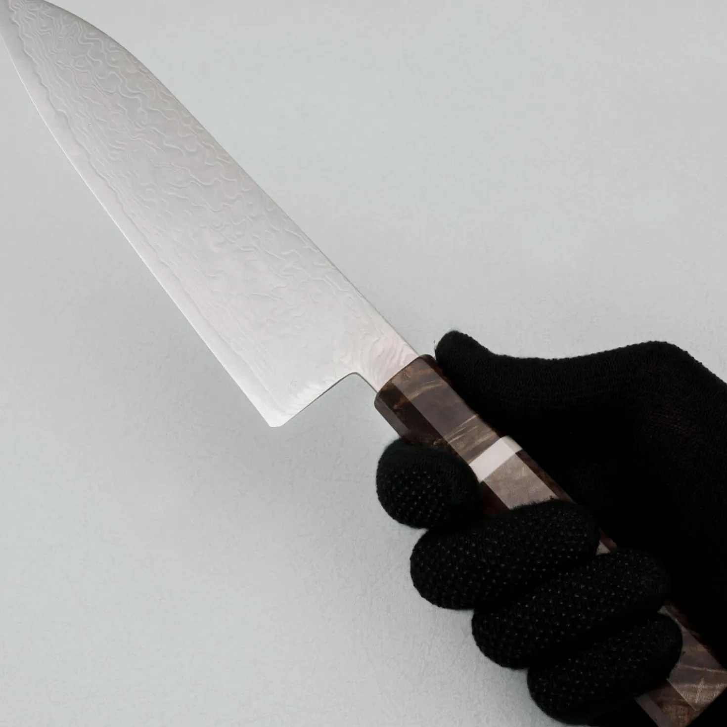 Hatsukokoro Ryuhyo SG2 Damast Birch Santoku 18 cm