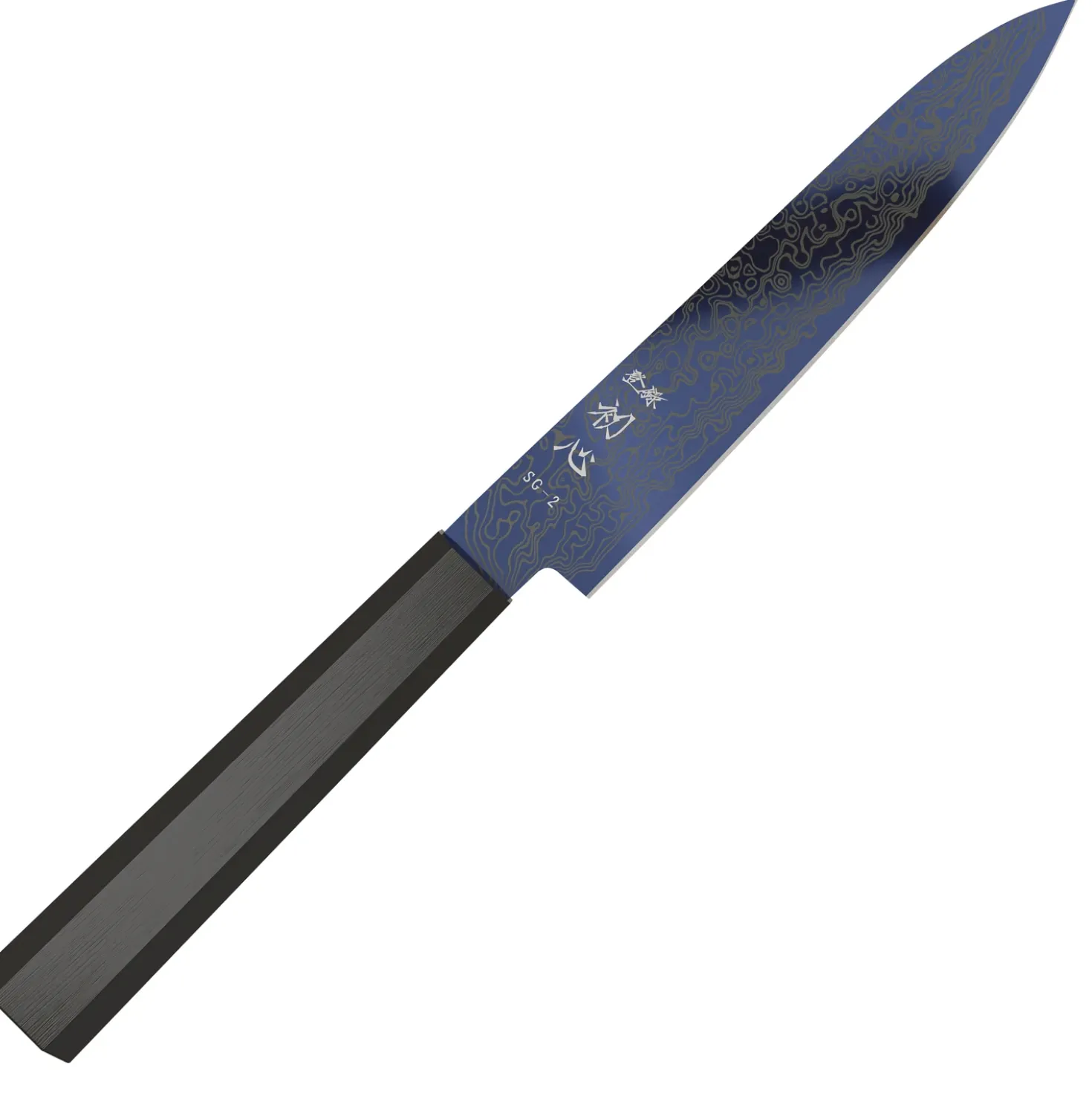 Hatsukokoro Ryuhyo SG2 Damast Ebony Blue Coating Petty 15 cm
