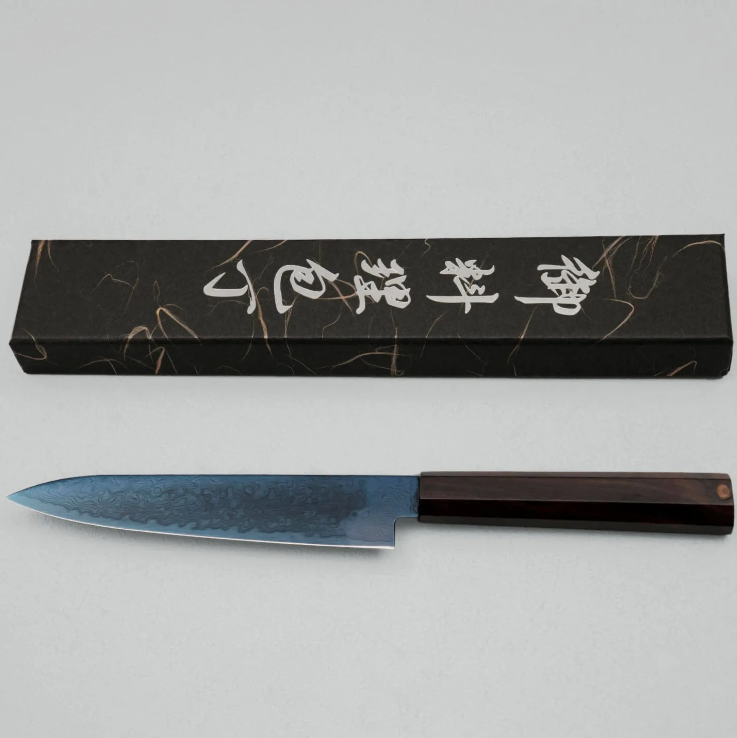 Hatsukokoro Ryuhyo SG2 Damast Ebony Blue Coating Petty 15 cm