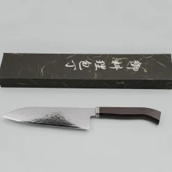 Hatsukokoro Ryuhyo SG2 Damast Curved Ebony Santoku 18 cm