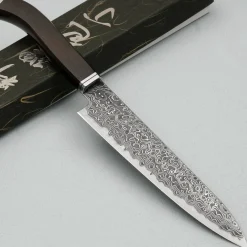 Hatsukokoro Ryuhyo SG2 Damast Kurozome Curved Ebony Petty 15 cm