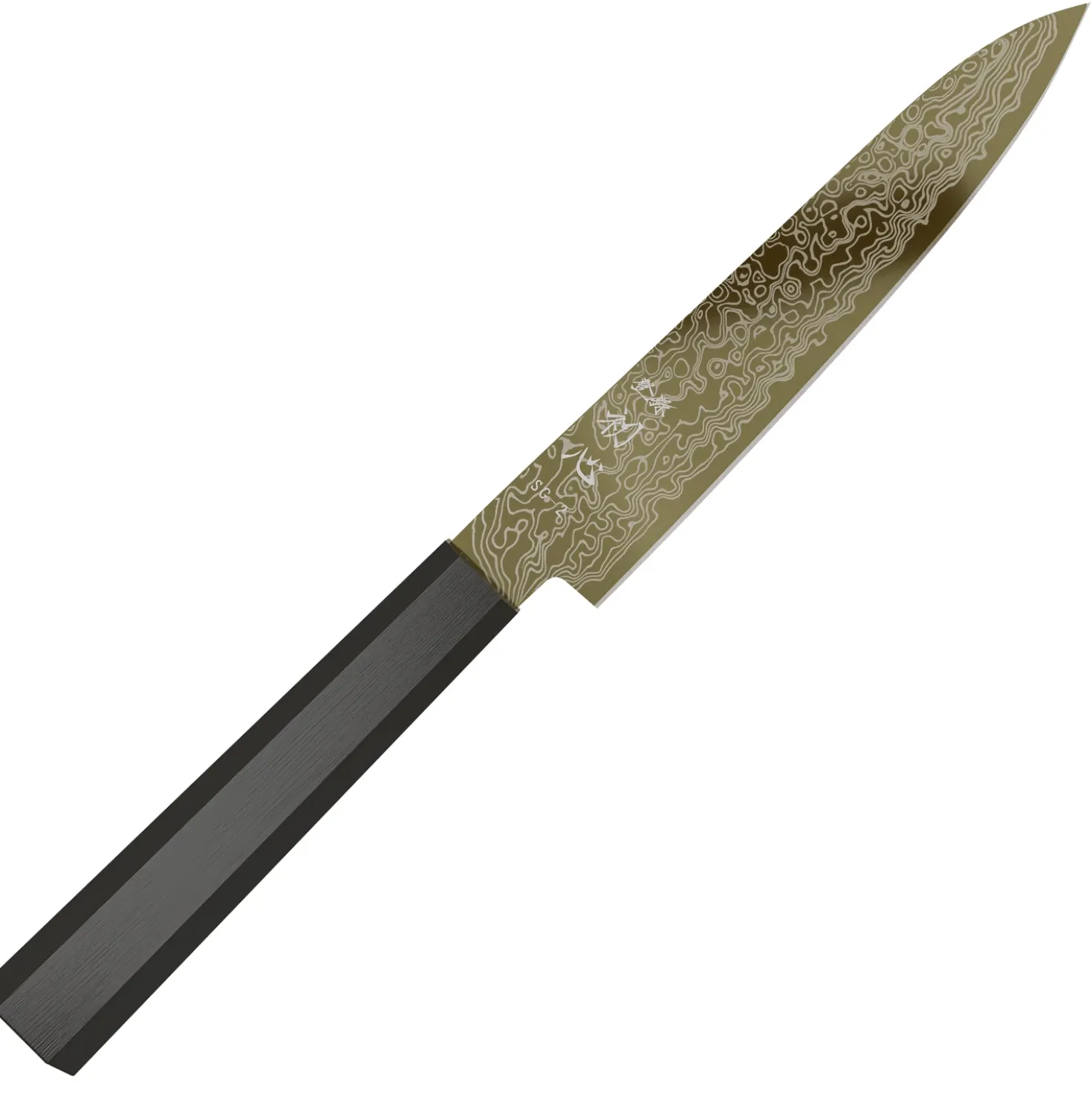 Hatsukokoro Ryuhyo SG2 Damast Ebony Gold Coating Petty 15 cm