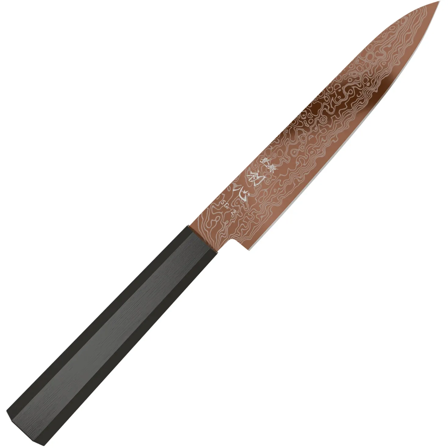 Hatsukokoro Ryuhyo SG2 Damast Ebony Brown Coating Petty 15 cm