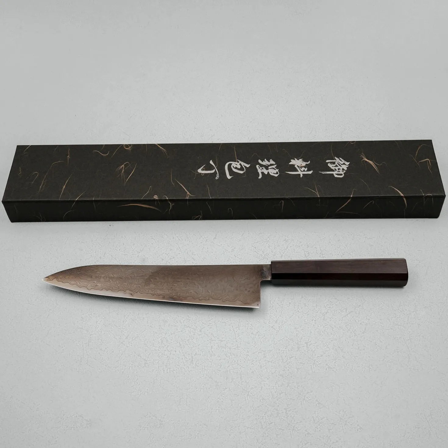 Hatsukokoro Ryuhyo SG2 Damast Ebony Black Coating Gyuto 21 cm