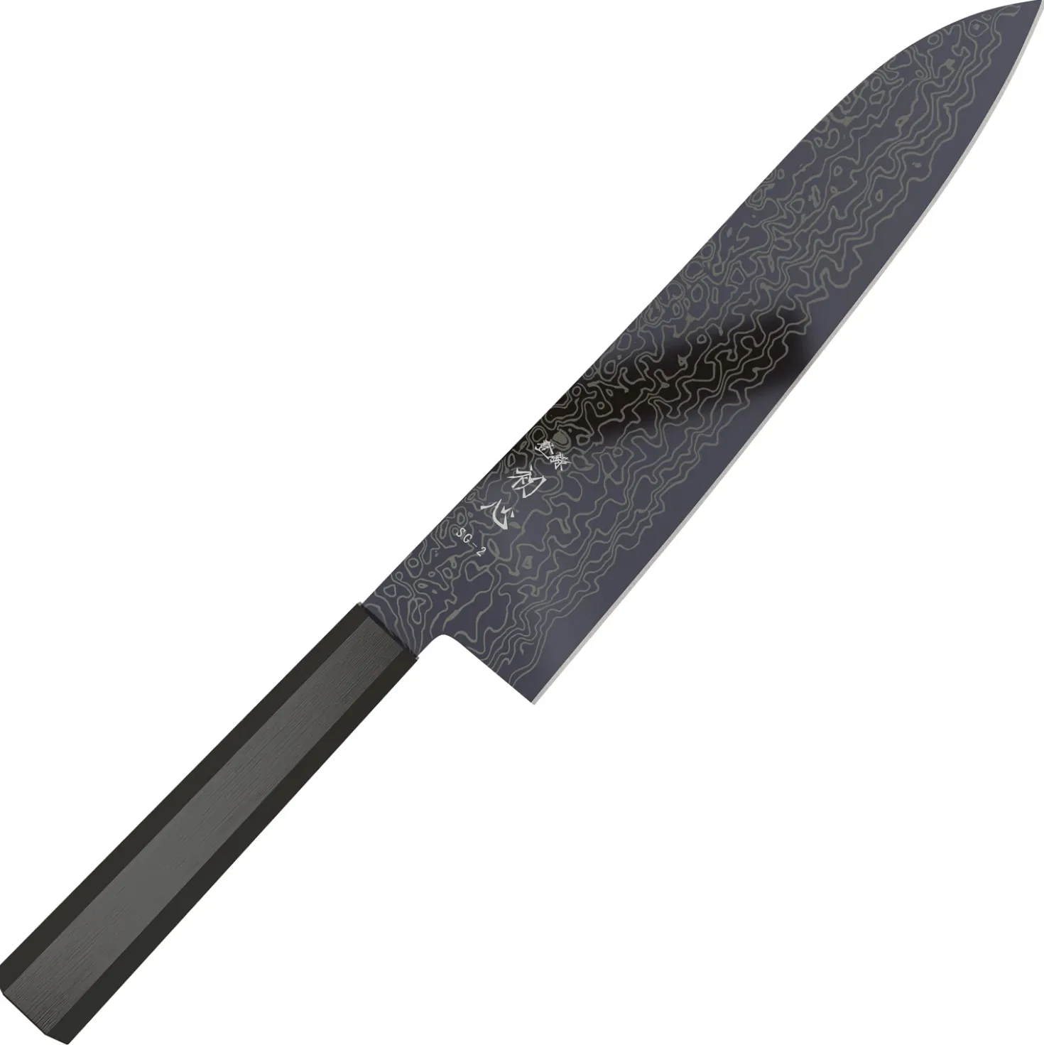 Hatsukokoro Ryuhyo SG2 Damast Ebony Black Coating Gyuto 21 cm