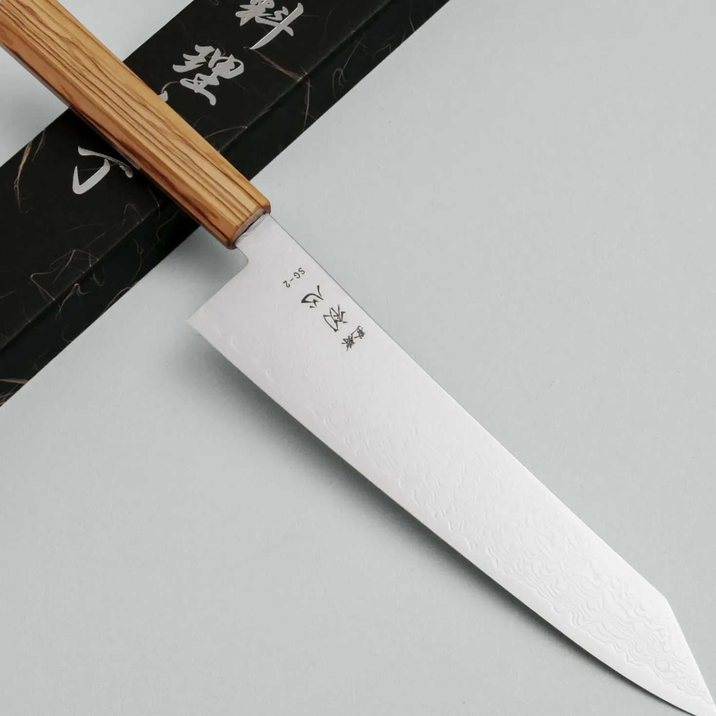 Hatsukokoro Ryuhyo SG2 Damast Olive Kiritsuke Gyuto 24 cm