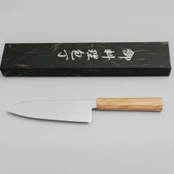Hatsukokoro Ryuhyo SG2 Damast Olive Santoku 18 cm