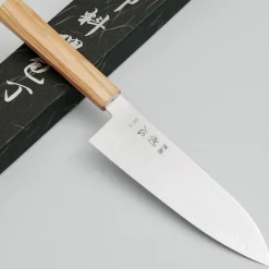 Hatsukokoro Ryuhyo SG2 Damast Olive Santoku 18 cm