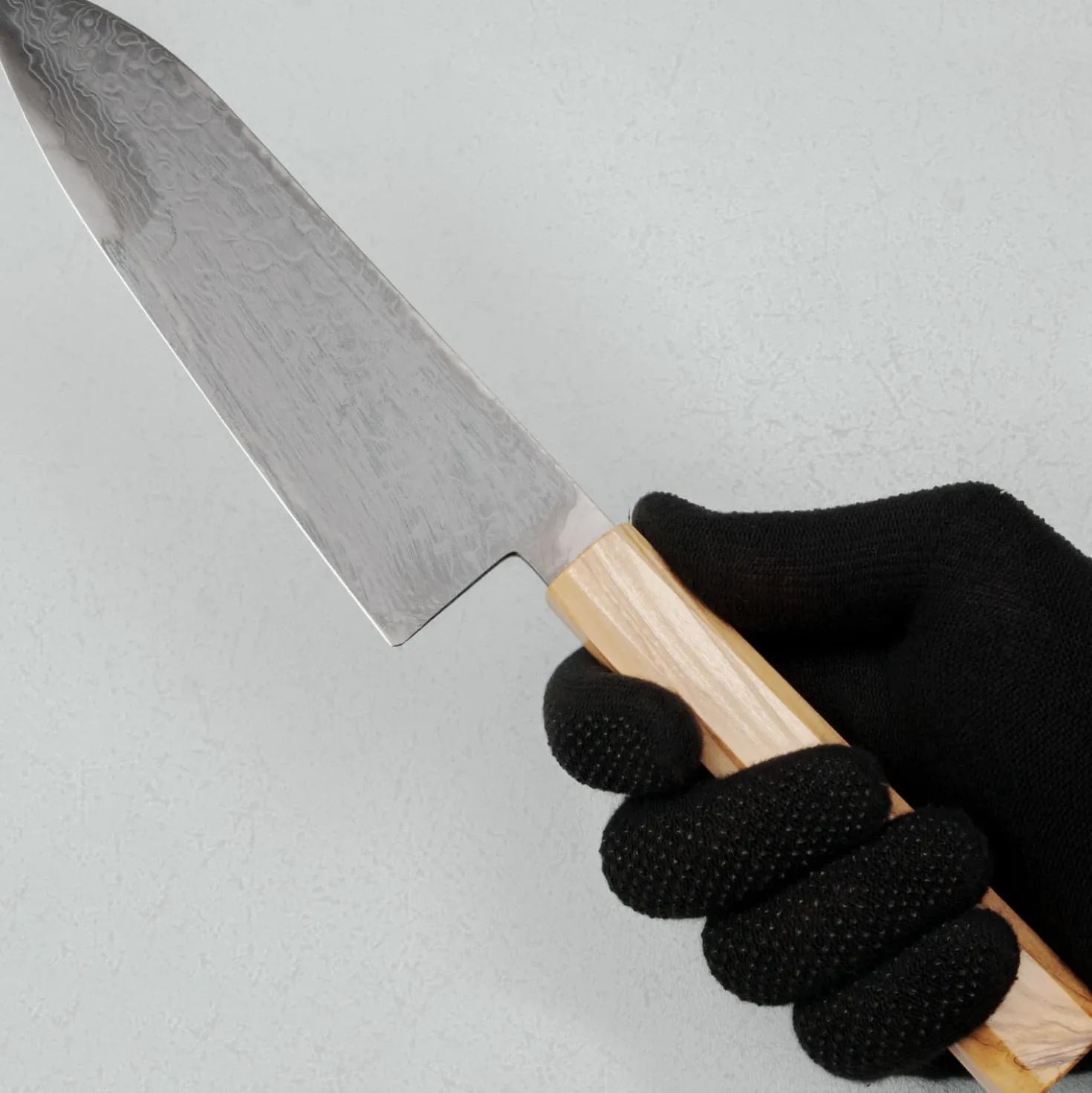 Hatsukokoro Ryuhyo SG2 Damast Olive Black Coating Santoku 18 cm
