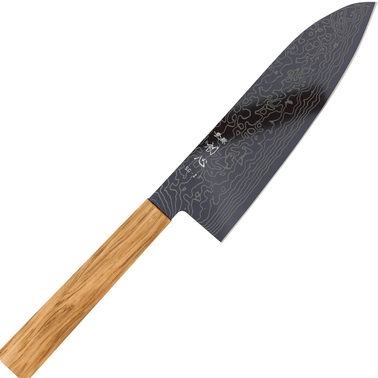 Hatsukokoro Ryuhyo SG2 Damast Olive Black Coating Santoku 18 cm