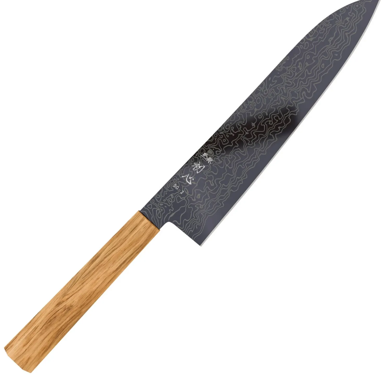 Hatsukokoro Ryuhyo SG2 Damast Olive Black Coating Gyuto 21 cm