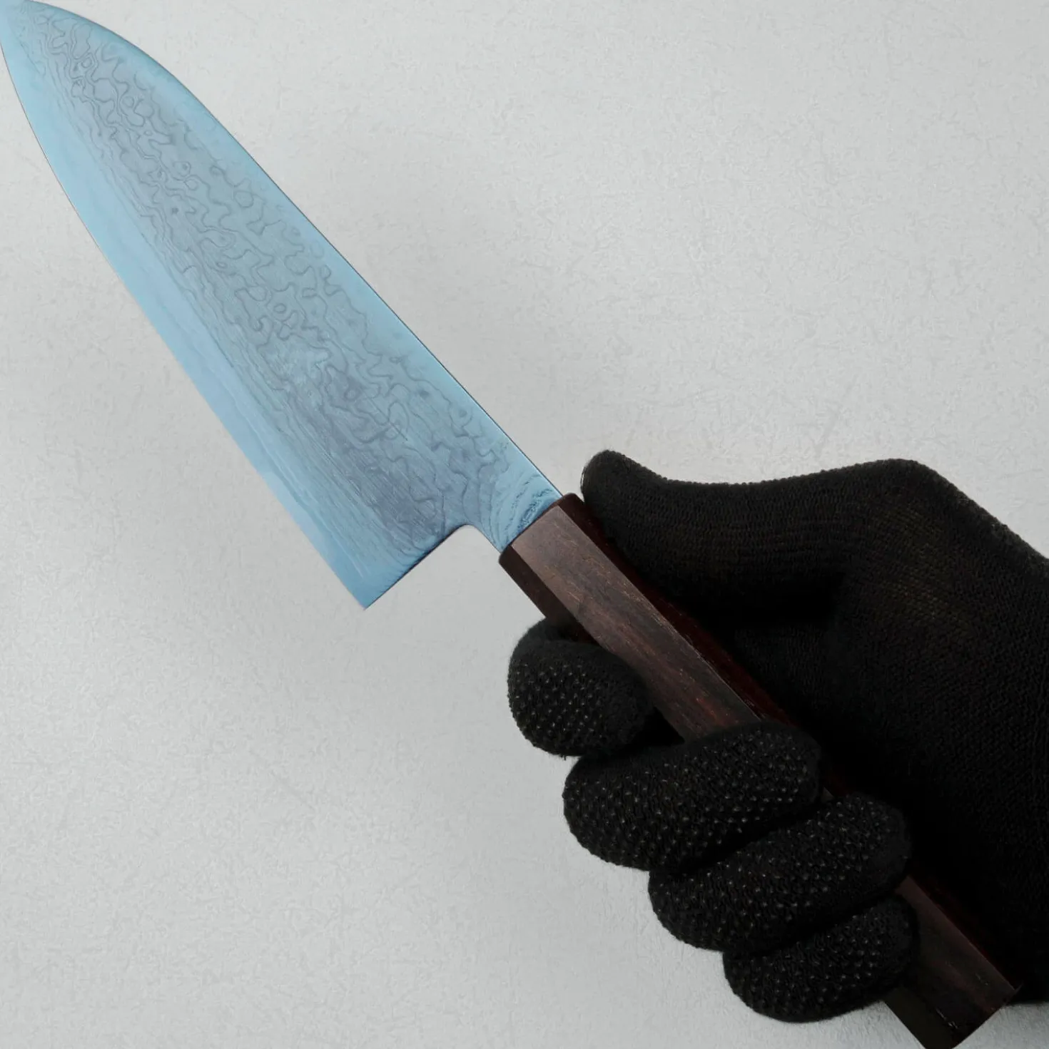 Hatsukokoro Ryuhyo SG2 Damast Ebony Blue Coating Santoku 18 cm