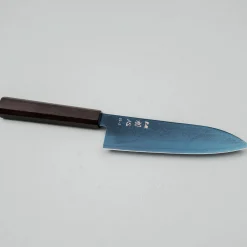 Hatsukokoro Ryuhyo SG2 Damast Ebony Blue Coating Santoku 18 cm