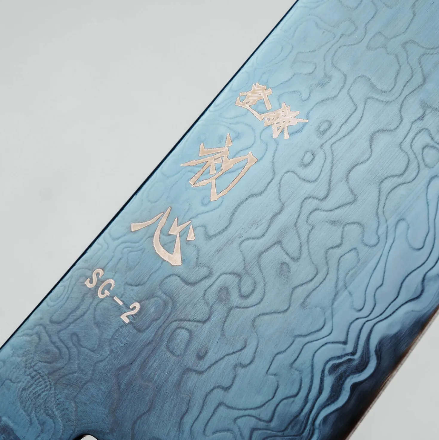 Hatsukokoro Ryuhyo SG2 Damast Ebony Blue Coating Gyuto 21 cm
