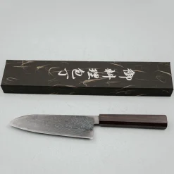 Hatsukokoro Ryuhyo SG2 Damast Ebony Black Coating Santoku 18 cm