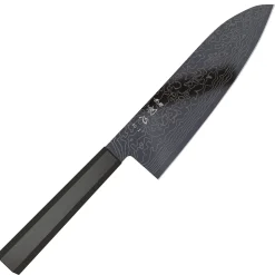 Hatsukokoro Ryuhyo SG2 Damast Ebony Black Coating Santoku 18 cm