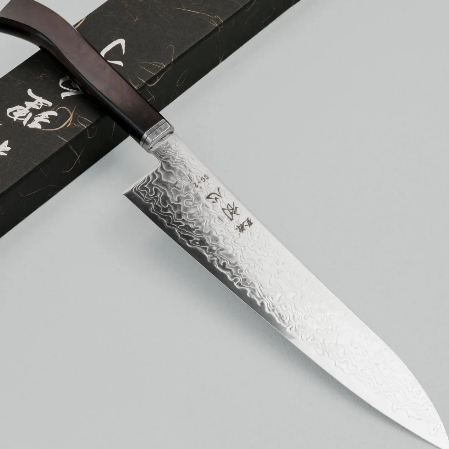 Hatsukokoro Ryuhyo SG2 Damast Curved Ebony Gyuto 21 cm