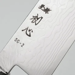 Hatsukokoro Ryuhyo SG2 Damast Curved Ebony Bunka 18 cm