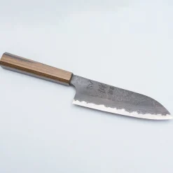 Hatsukokoro x Nigara Aogami 2 Nashiji Damast Bubinga Santoku 18 cm