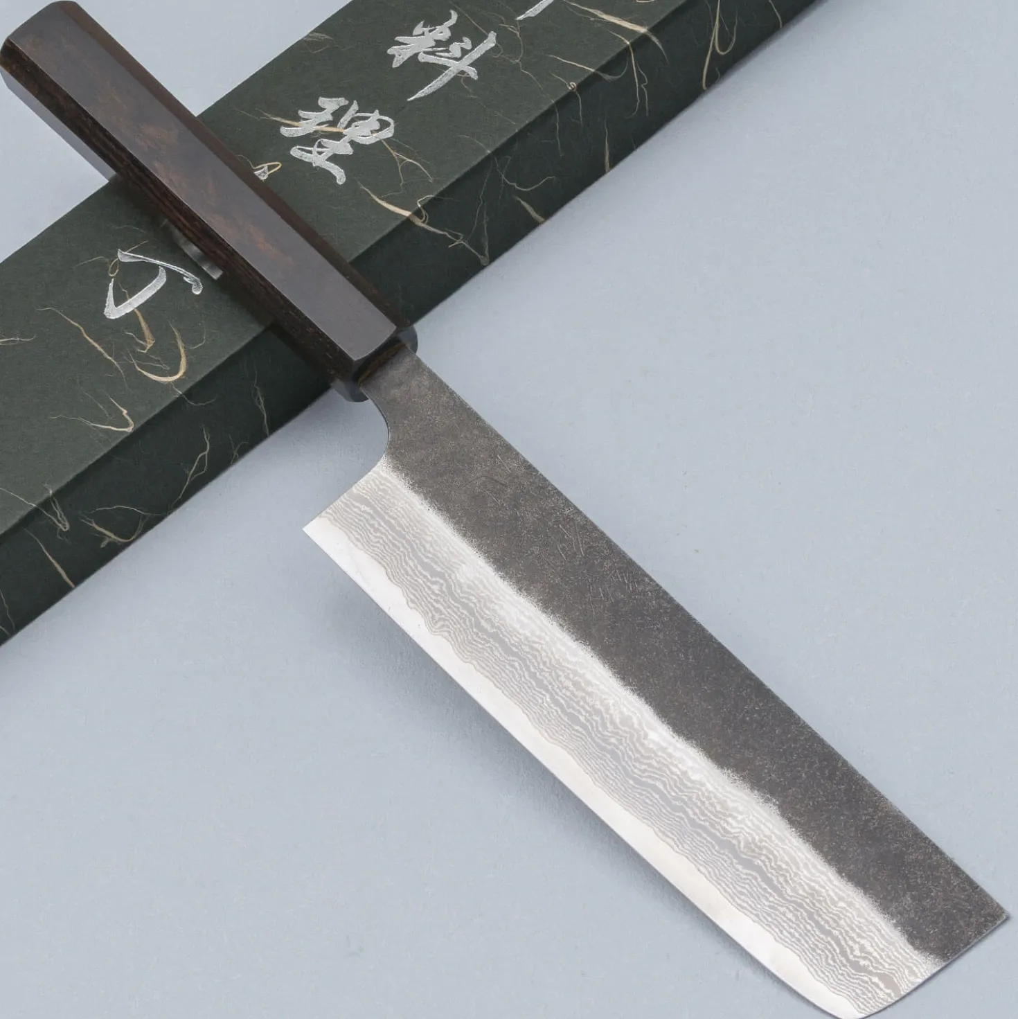 Hatsukokoro x Sanjo handgemaakte VG10 Damast Nakiri 16.5 cm