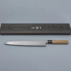Ittetsu Uraoshi Hand Forged Tsuchime Kurouchi Shiro #2 Yanagiba 30 cm
