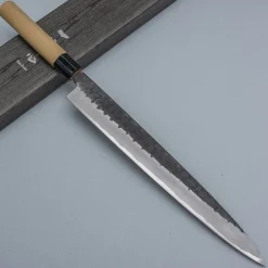 Ittetsu Uraoshi Hand Forged Tsuchime Kurouchi Shiro #2 Yanagiba 30 cm