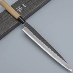 Ittetsu Uraoshi Hand Forged Tsuchime Kurouchi Shiro #2 Yanagiba 24 cm